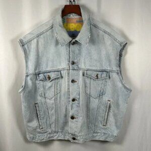 Vtg HBO Denim Jean Trucker Sleeveless Jacket Size XL Primetime USA 80s Cinemax